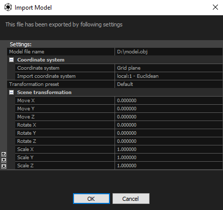 Import Model Dialogue